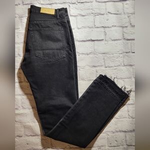 MNML Black 32x34 Straight Men Jeans Gray Inseams Distressed Hems Denim